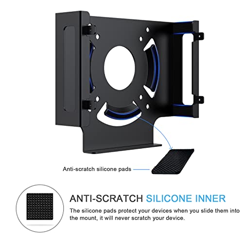 Mac mini Cooling Fan Mount, IFCASE Behind Monitor, Under Desk, Wall Mount Cooling Fan Stand for Mac mini 2010 to 2023 M2 Compatible VESA Holder with Anti-Scratch Pad (Black) - color: Black