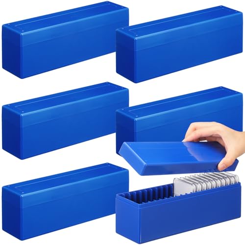 6 Pcs Plastic Coin Slab Storage Box, 20-slot Coin Slab Holder,Blue | Coin Storage Cases Set for 120 Coin Slabs, Plastic Collection Case for Collectors, Home, Office, Bank, Portable Design - color: Blue