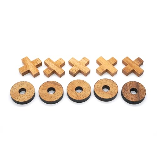 BSIRI Tic Tac Toe Wooden Board Games (Only X-O Pieces)- Unique Gifts, Fun Gifts for Adults and Use as Living Room Rustic Table Decor Ideal for Coffee Table Decor - style: Only X-O Pieces
