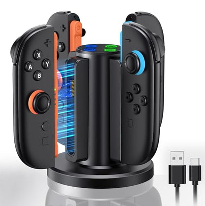 Charging Dock for Nintendo Switch 2 Controller 2025, Charger Station for Joycon 2 with Charging Indicator, Compact Vertical Dual Direction Charge 4 Controller Stand (Black)