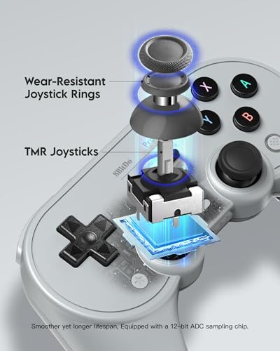 8Bitdo Pro 3 Bluetooth Controller (Gray) - TMR Joysticks | For Switch/Switch 2, Windows/Apple/Android, Swappable ABXY Buttons, Pro Back Buttons, Hall Effect Triggers, Charging Dock - color: Gray, size: Pro 3