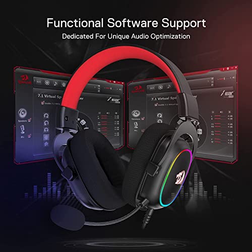 Redragon H510 Zeus-X RGB Wired Gaming Headset - 7.1 Surround Sound - 53MM Audio Drivers in Memory Foam Ear Pads w/Reliable Fabric Cover- Multi Platforms Headphone - USB Powered for PC/PS4/NS - color: Black H510 RGB