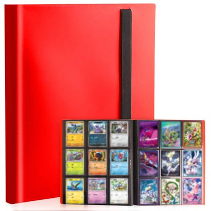 Card Binder 9-Pockets, Trading Card Binder, 20 Pages, 360 Card Capacity Collection Binder, Card Folder for MTG, TCG, Game Cards & Sports Cards（Red） - color: Red