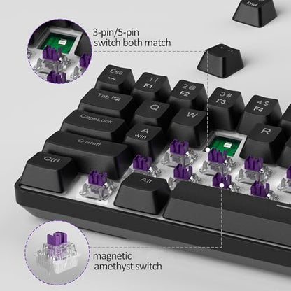 MageGee 60% Rapid Trigger Gaming Keyboard, Hall Effect Magnetic Switch, Actuation Point Adjustable, Hot Swappable RGB Backlit Wired Keyboard with Arrow Keys for Win/PC/MAC, Black - color: Black