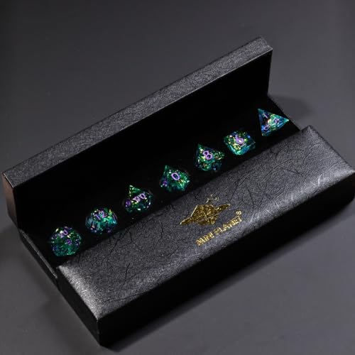DND Resin Sharp Edge Polyhedral Dice Set,for Dungeons and Dragons RPG MTG Table Games,7 Pcs Handmade Dice Set - color: Fae's Tear