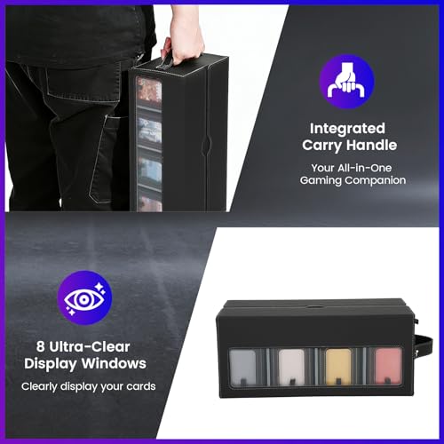 Mtg Commander Deck Box with Handle, 8Removable Deck Modular and 2Dice Trays | Holds 1040+Double-Sleeved Cards,Play mat Storage,Magnetic Lock,Magnetic Holders, Dividers Included,Display Window,Fit TCG/EDH - color: Colorful, style: 8-Deck Modular Card Case
