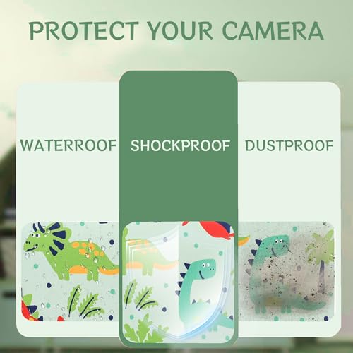 Leayjeen Kids Camera Case for Goopow/Mgaolo Kids Camera-Green dinosaur | Fits CIMELR/Seckton/OZMI Kids Toy Cameras and Children Digital Camera,Shockproof Water-Resistant Hard EVA Shell(Case Only) - color: Green Dinosaur
