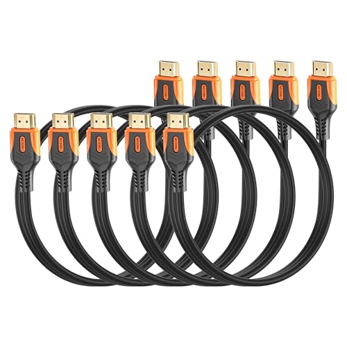 4K HDMI 2.0 Cable, 6FT, 5-Pack, 18Gbps | Ideal for Living Room TV and Console, 4K@60Hz, 2K@240Hz, HDR10, 3D, ARC, Dolby, HDCP 2.2 - size: 6FT