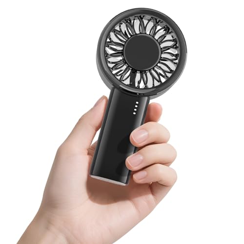 HandFan Handheld Mini Fan, Next Generation Small Fans Portable [8.5H Runtime] with Powerful High Speed Turbo Motor, USB Rechargeable, Pocket Design for Travel/Summer/Concerts/Lash, Gifts for Women - color: Gloss Black