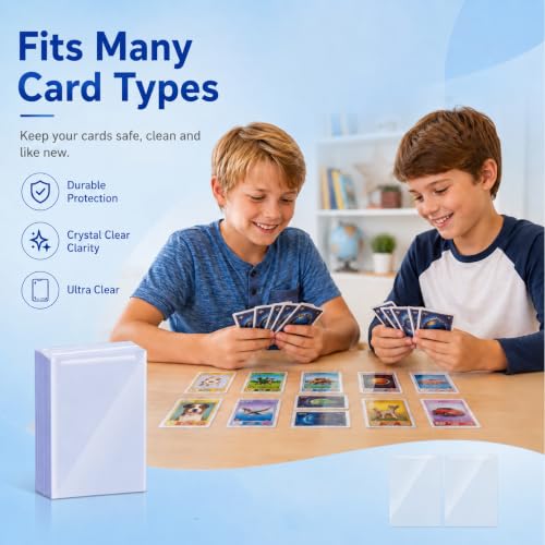 600ct Clear Card Sleeves for Trading Cards, Plastic Card Sleeves, Game, Sports Cards, Standard Cards, Baseball Football Cards, Open Top, Non-PVC - size: 600PCS