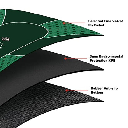 94 x 47 Inch Poker Mat with Stronger Sewn Edges, 10 Players Texas Hold'em Poker Rubber Mat Poker Topper for Tables, Folding Portable Poker Table Top Layout w/Carrying Bag for Poker Games, Blackjack - color: 94x 47 Inch Green