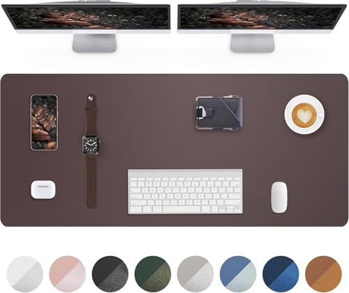 AFIING Large Desk Mat 55" x 24" - PU Leather Desk Pad Protector, Waterproof Non-Slip Extended Mouse Pad for Office Desk, Keyboard, Laptop and Home Workspace (Coffee) - color: Coffee, size: 55.1" x 24"