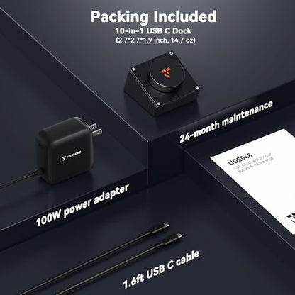 TobenONE 10-in-1 USB C Hub with Shortcut Keys, Volume Knob, 4K HDMI | 100W PD, 3 USB, Ethernet, Audio, SD/microSD, Laptop Dock for MacBook, Windows, Chrome, iPad