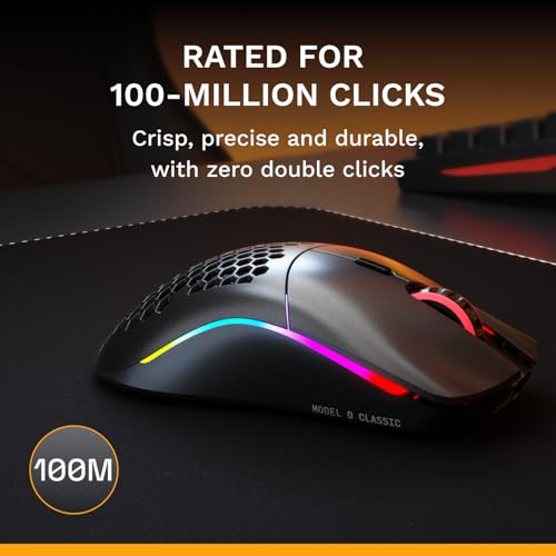 GLORIOUS Model O Classic Wireless PC Gaming Mouse - Low Latency, 19k DPI Sensor, Lightweight Honeycomb 69g, Customizable RGB, 100M Click Mechanical Switches, Programmable Buttons - Black - color: Black, style: Model O Classic (Ambidextrous)