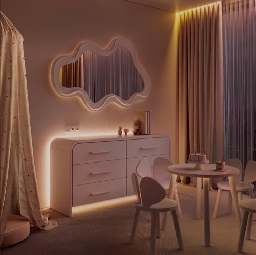 LED Backlight for Dresser & Furniture, 26.2ft Tunable White LED Strip Lights (2700K-6500K Warm to Cool), Dimmable with App & Remote, Bias Lighting, Standoff Mount Kit (4 Mounting Options) - color: Tunable White, size: Dresser & Furniture