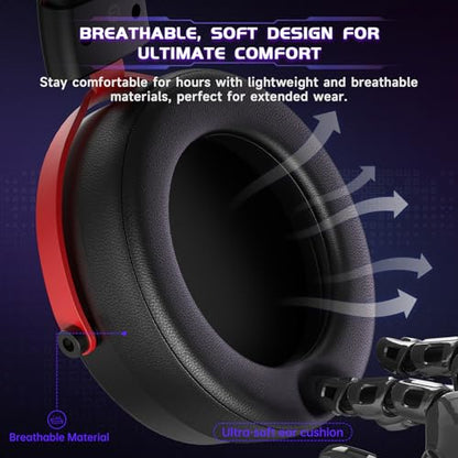 Acer 2.4GHz Wireless Gaming Headsets for PS5, PS4, PC, Switch, Tri-Mode Bluetooth Gaming Headset with Mic, Stereo Sound, 40+Hr Battery, 50mm Drivers - Black
