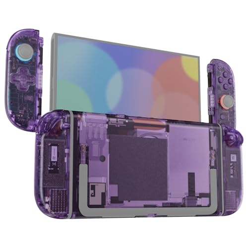 eXtremeRate DIY Replacement Shell Buttons (D-Pad Ver) for Nintendo Switch 2, Full Set Rear Back Plate Controller Housing Buttons for Switch 2 Console & Joycon 2 - Deluxe Version - Clear Atomic Purple - color: Clear Atomic Purple