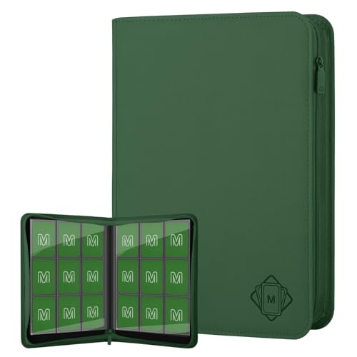 Trading Card Binder with 9 Side Loading Pocket Card Album Hold Up to 540 Cards PU Card Collection Binder, Collectible Albums Card Folder for MTG, TCG, Sports Cards（9-Dark green） - color: 9-Dark green