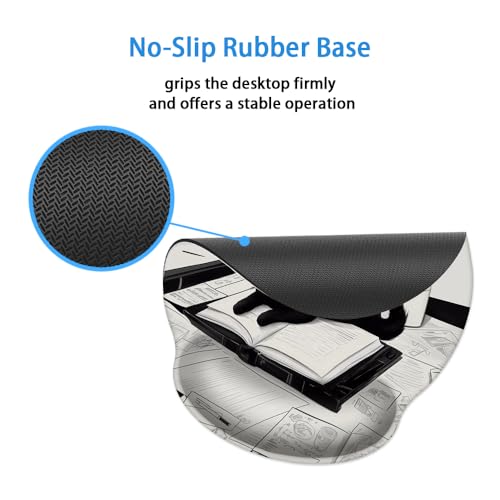 Mouse Pad with Wrist Support, Ergonomic Mouse Pad with Memory Foam Wrist Rest Cushion, Non-Slip Rubber Base Gaming Mice Pad for Home Office Computer Laptop,Black and White Cat - color: black and white Cat