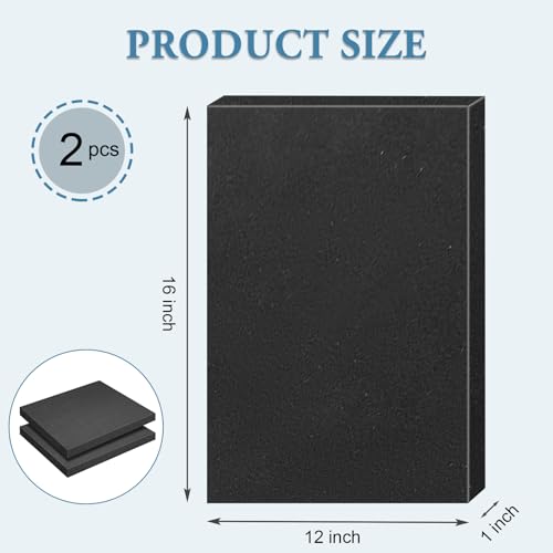 Black Polyurethane Foam Inserts for Cases, 2 Pcs 16 x 12 x 1 Inch, Cuttable Packing Padding for Tool Box, Camera, Crafts and Storage - size: 16x12x1inch
