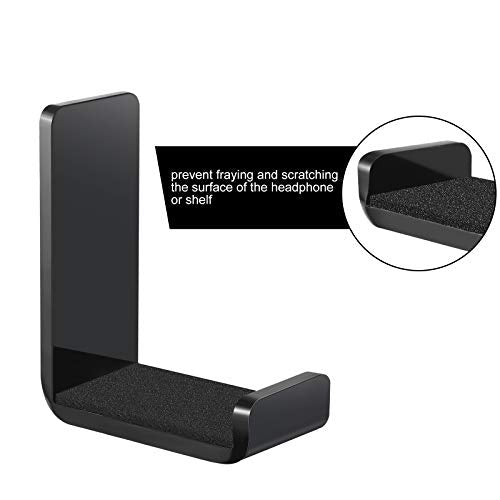 Weewooday 4 Pieces Headphone Hanger Headset Stand Holder Adhesive Wall Mount Headphone Hook for Desk Acrylic Gaming Earphones Hanger with Glues for Earphone Controller(Black) - color: Black