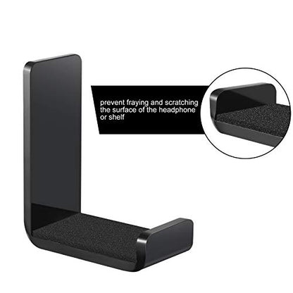 Weewooday 4 Pieces Headphone Hanger Headset Stand Holder Adhesive Wall Mount Headphone Hook for Desk Acrylic Gaming Earphones Hanger with Glues for Earphone Controller(Black) - color: Black