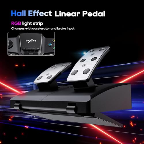 PXN Gaming Steering Wheel - 270/900° V900 GEN2 Sim Racing Wheel | Hall Effect 2-pedal Set, Responsive Paddle Shifters - for Xbox One, Xbox Series S|X, PC, PS4, Switch