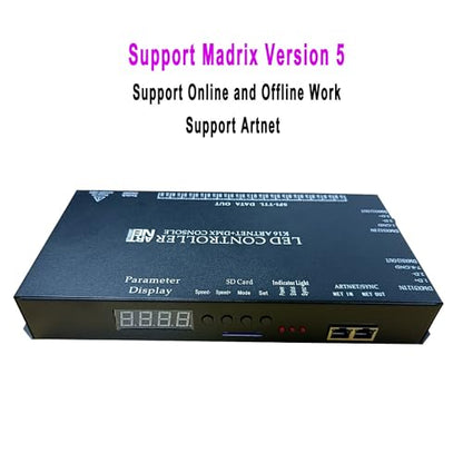 Addressable Led Controller, Programmable RGB Pixel Controller 16 Port 16384 Pixels K16 Artnet Madrix DMX Full Color Ws2812b Ws2812 Ws2811 Light Controller