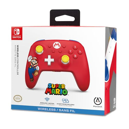 PowerA Wireless Controller for Nintendo Switch - Mario Joy, Switch Lite/Switch-OLED Model, Nintendo Switch 2, AA Battery Powered (Battery Included), Bluetooth, Motion Controls, Officially Licensed - style: Mario Joy