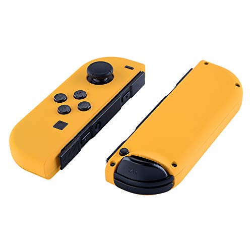 eXtremeRate DIY Replacement Shell Buttons for Nintendo Switch & Switch OLED, Caution Yellow Soft Touch Custom Housing with Full Set Button for Joycon Handheld Controller - Console Shell NOT Included - color: Caution Yellow