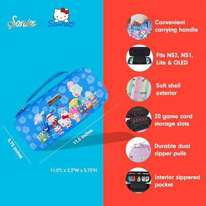 Sonix x Sanrio Carrying Case for Nintendo Switch 2, Switch 1, Lite, OLED, Protective Travel Case with Game Cartridge Storage | Hello Kitty Island Adventure Crew (Blue) - color: Hello Kitty Island Adventure Crew