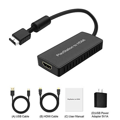 Y.D.F PS2 to HDMI Adapter PS2 HD-Link Cable Converter Support 4:3/16:9 Screen Aspect Ratio Switch Works for PlayStation 1/ PlayStation 2 HD Link Cable PS1 HDMI Adapter Converter