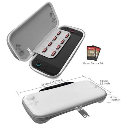 RAVEtone Travel Carrying Case Compatible with Nintendo Switch 2 Model 2025, Ultra Slim Premium EVA Portable Hard Shell Pouch Waterproof Game Bag with 16 Game Cartridge Accessories (Gray) - color: Gray, style: Slim