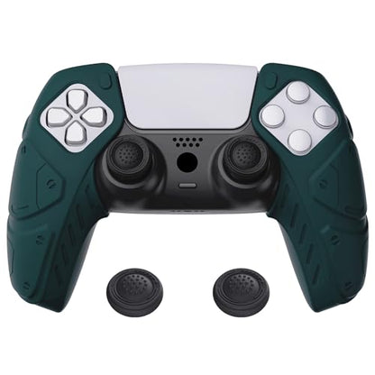 PlayVital Mecha Edition Racing Green Ergonomic Soft Controller Silicone Case Grips for ps5, Rubber Protector Skins with Thumbstick Caps for ps5 Controller - Compatible with Charging Station - color: Racing Green