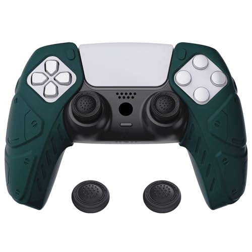 PlayVital Mecha Edition Racing Green Ergonomic Soft Controller Silicone Case Grips for ps5, Rubber Protector Skins with Thumbstick Caps for ps5 Controller - Compatible with Charging Station - color: Racing Green