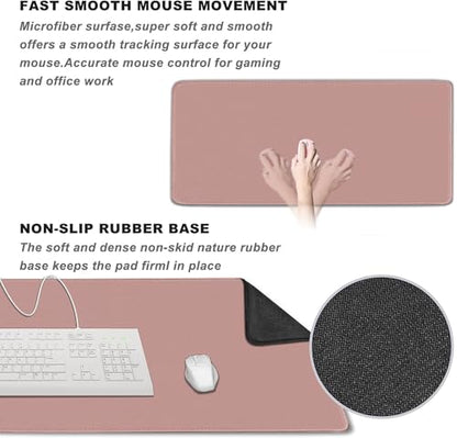 Large Mouse Pad, XXL Extended Computer Keyboard Mouse Mat with Stitched Edges, 31.5" x 15.7" Non-Slip Waterproof Rubber Base Office Big Long Gaming Mousepad for Work, Game, Office, Home, Pink - color: Pink
