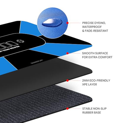 70 x 35 Inch Poker Mat, 10 Players Texas Hold'em Poker Table Top with Carrying Bag for Poker Games, Blackjack, Casino - color: Blue