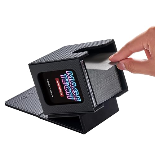 Mage Tech Commander Deck Box Lite - Card Display with Mini Snap Card Holder & Removable Cover, Fits 100+ Single-Sleeved Cards, Ideal for MTG, PTCG, OPCG, SWU & More (Black) - color: Black