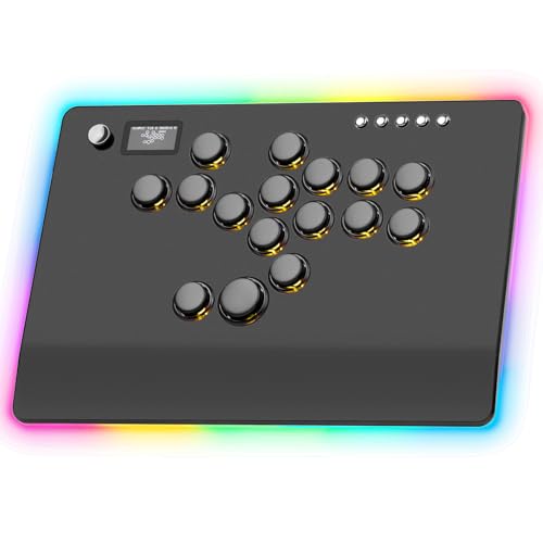 GuileKeys Leverless Controller Arcade Stick GF-16, Aluminium Alloy All-Button Arcade Controller for PS4/PS3/PC/Switch, Arcade Fight Stick with RGB/Turbo/Hot-Swap, Black