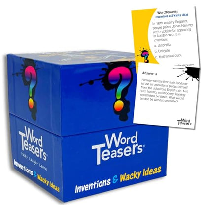 ? WORD TEASERS Inventions & Wacky Ideas - Family Trivia Card Game for Kids & Adults – Quiz Game for Game Night - 150 Question Cards