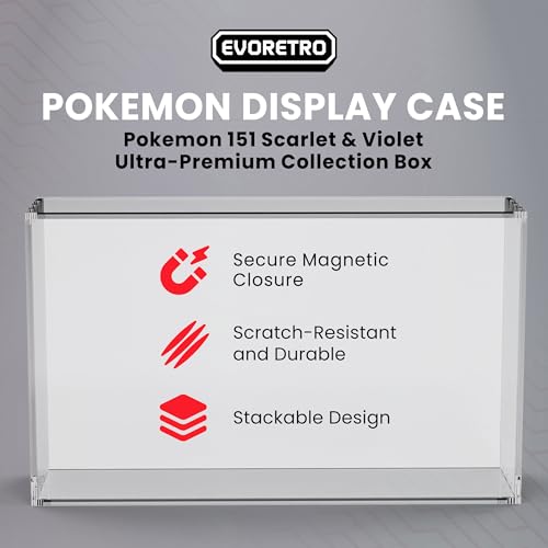 EVORETRO Display Case Acrylic Storage Box for Pokemon Scarlet and Violet 151 Ultra Premium Collection Pack of 1 Protective Dustproof UV Resistant Display Case - style: 151 / Charizard (1)