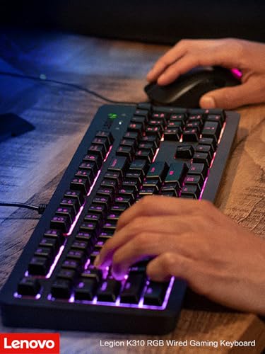 Lenovo Legion K310 RGB Wired Gaming Keyboard - Ultra-Fast Reaction Time with Tactile Keys, Quiet Key Membrane Switches, Silent Operation, RGB Illumination - Water Resistant & Compact Design - style: K310 Keyboard