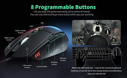 CYD C309 Wired Gaming Mouse, RGB Gaming Mouse with Side Buttons, High-Precision Adjustable 12800 DPI, Adjustable Weights, 6 Programmable Buttons, Gaming Mice Ergonomic Computer Mouse (C303-12800 DPI)