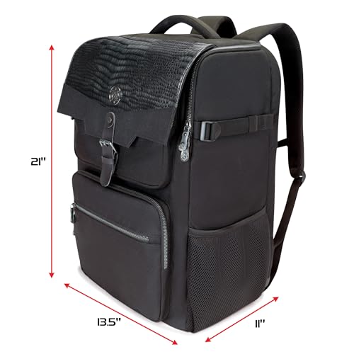 ENHANCE Collector's Edition DnD Backpack - RPG DM Bag for Dungeons and Dragons - DnD Bag fits 6-8 Books, 18" Laptop/DM Screen Slot, Miniature Foam Trays, Accessory Pockets, Map Strap (Dragon Black) - color: Dragon Black