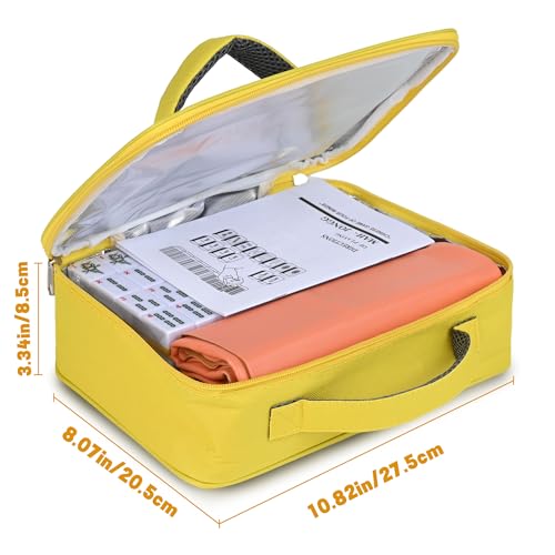Chinese Small Mahjong Set, 144 Numbered Melamine 1.17" Size Tiles(Yellow) and 8 Blank Tiles, with Carrying Travel Bag, English Instruction, Mahjong Mat, Pro Complete Mahjongg Game Set (Majiang) - color: Yellow, size: 1.17 in