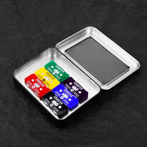 6Pcs MTG Life Counter with Metal Box, Twin Digits Health Tracker Life Counter for MTG Magic Card Games Accessories Tabletop RPG D&D CCG TCG Board Games - color: B Color-6pcs