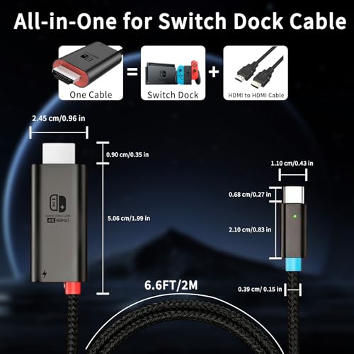 Dock for Switch 2【Aluminum Alloy】 Portable USB C Docking Station with 4K@60Hz~120Hz HDR/PD Max100W/USB Port, 6.6 ft/2M, Travel TV Dock for Switch 2/Steam Deck/ROG Ally/Pad/Tablet/Phone/TV