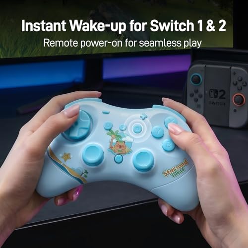 GuliKit Elves 2 Bluetooth Game Controller for Switch/Switch 2 Wake-up,PC & Android, Anti-Drift Hall Effect Joysticks Gamepad,1000Hz Polling Rate, Gyro & Turbo, Compact【Starsand Island Edition】 - color: Elves 2-Blue