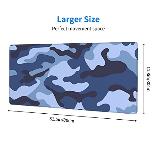 Navy Blue Military Camouflage Gaming Mouse Pad XL, Non Slip Rubber Base Mousepad, Stitched Edges Desk Pad, Extended Large Mice Pad,31.5 X 11.8 Inch - color: Military Camouflage Pattern