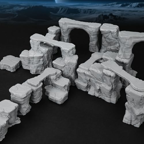 AUSPDICE RPG Terrain The Pit Canyon Scene for 28–32mm DND Campaigns TTRPG | Modular Scenery Set with Rock Bridges, TTRPG Structures, Map Accessories for Characters, Wargame and Roleplay Ready